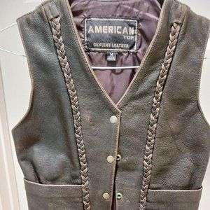 Women's Leather Buffalo Vest - American Top Genuine Leather - Size Medium